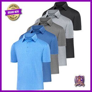 Men's Quick Dry Moisture Wicking Polo Shirts Short Sleeve Golf Active Wear